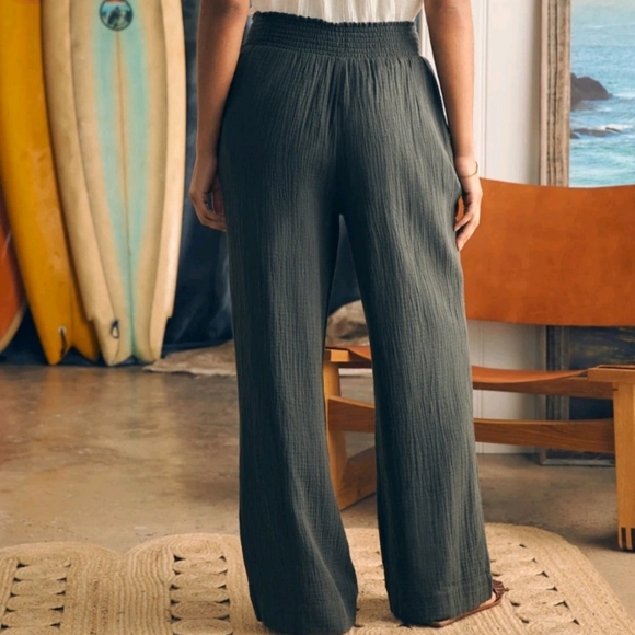 FAHERTY Charcoal Dream Cotton Double Gauze Wide Leg Pull-On Pants Women's SZ M - Picture 2 of 14